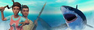 Raft survival game artwork showing a raft at sea