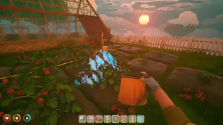 Solarpunk sky-island survival gameplay