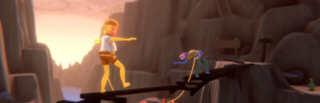 Friendly Steps game artwork showing a physics-based cooperative journey