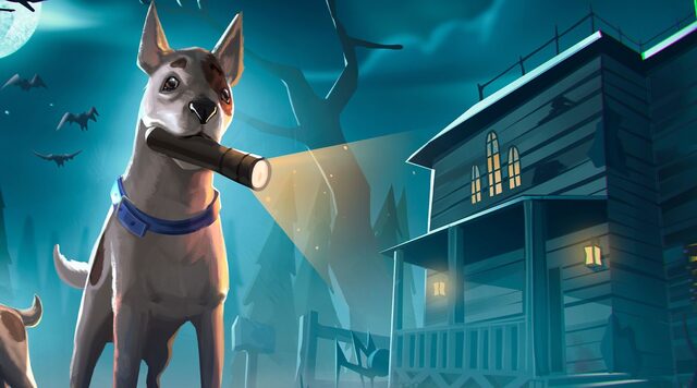 Two puppies in Haunted Paws